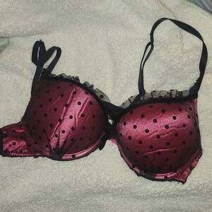 Passion forever Metallic pink dotted mesh push up bra